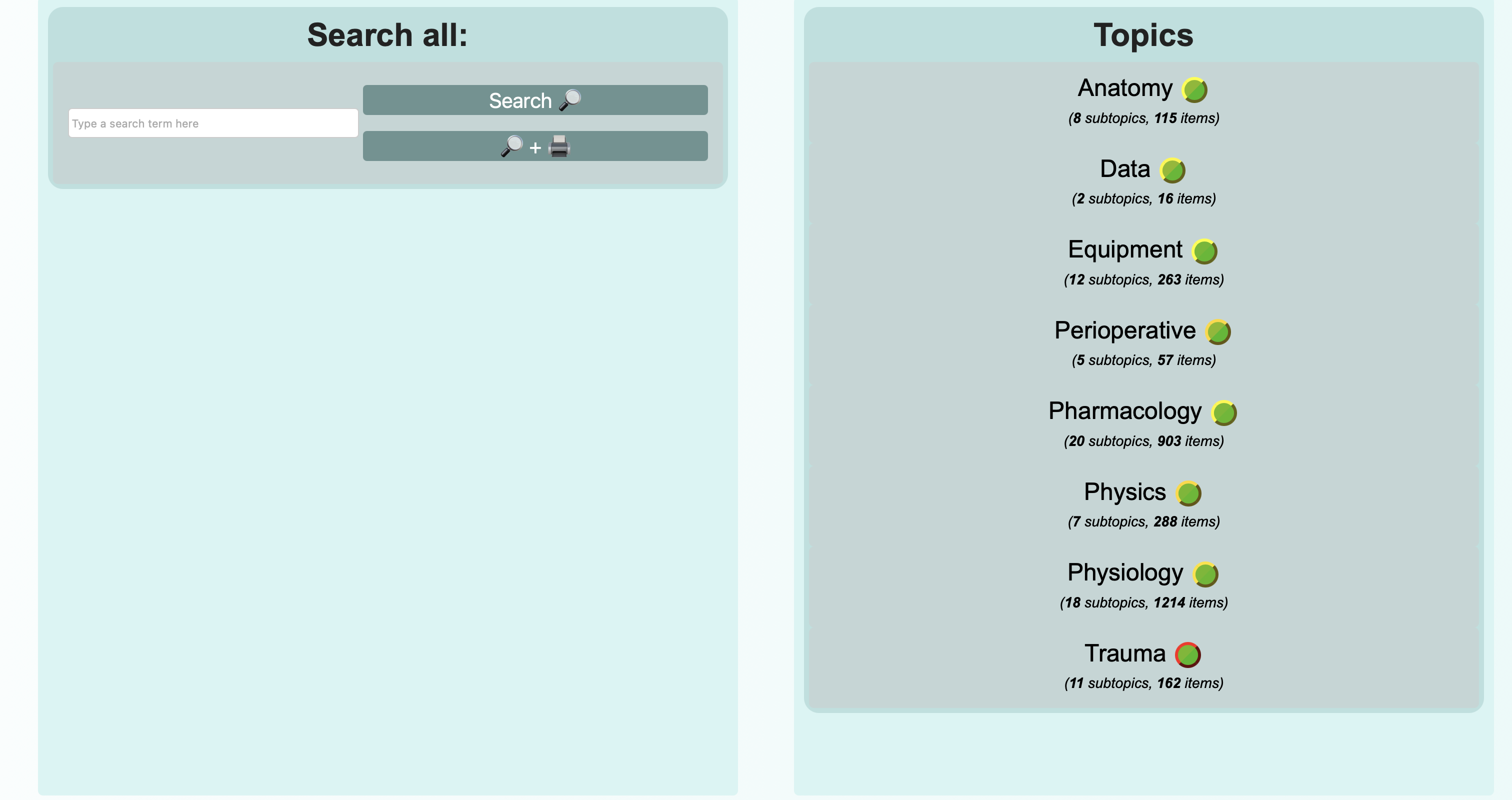 Topic Menu